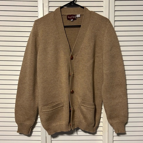 Racquet Club Grandpa Sweater with suede patches on elbows Size Large - Picture 1 of 14
